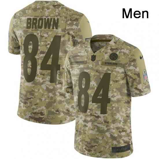 Mens Nike Pittsburgh Steelers 84 Antonio Brown Limited Camo 2018 Salute to Service NFL Jersey